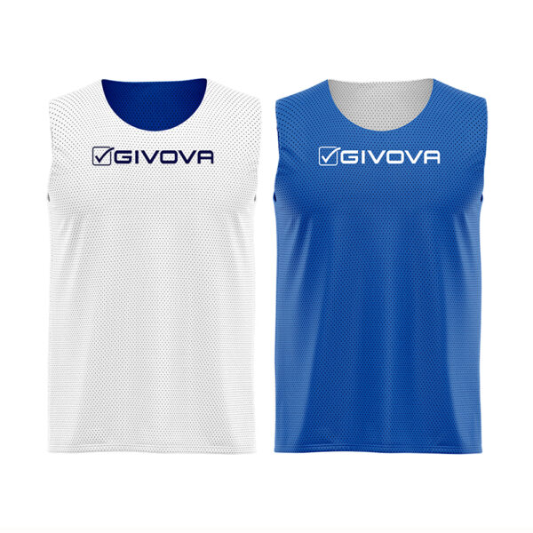 Vesta antrenament Givova Double, Alb / Albastru Royal - imagine 1