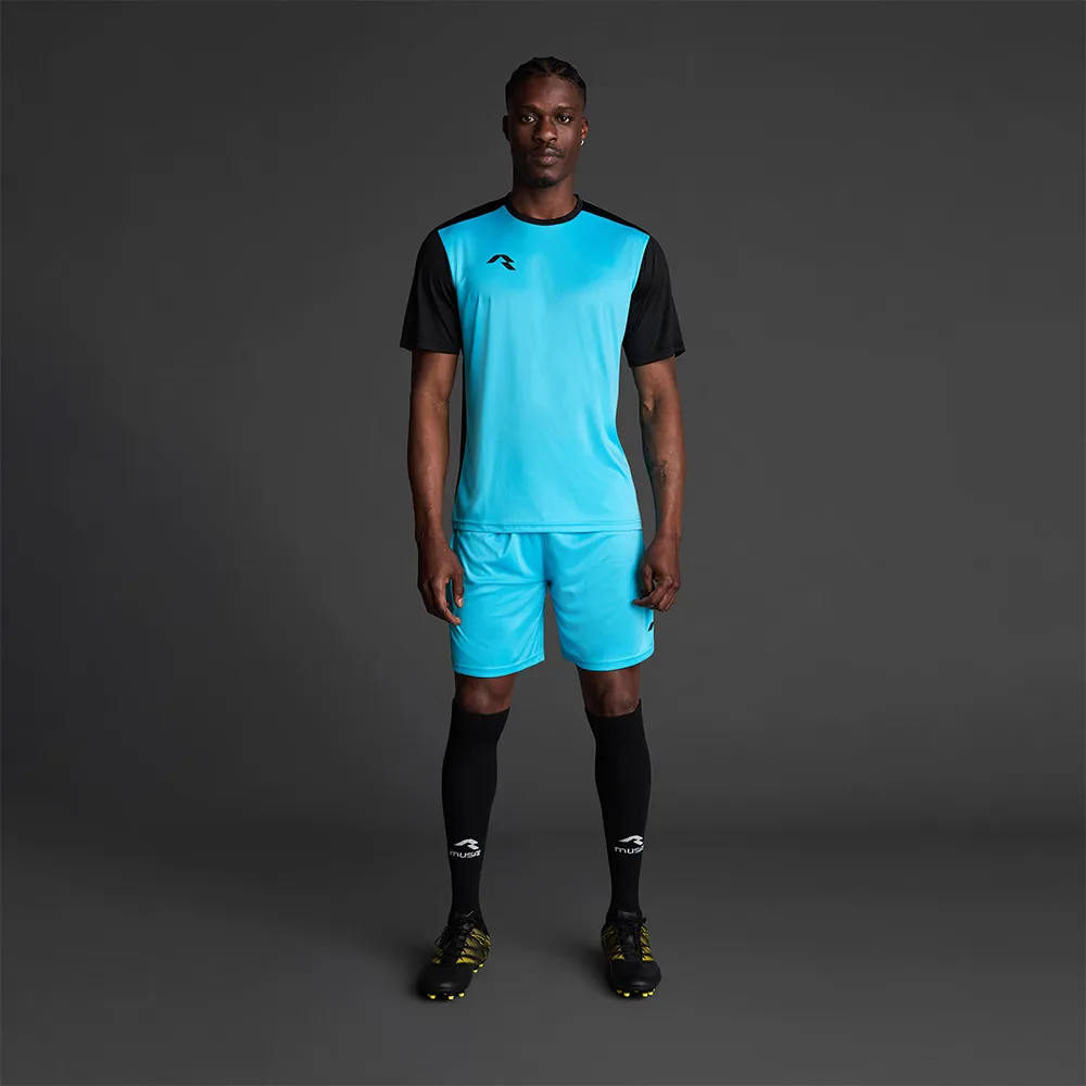 Tricou sport Musai Saba, Turcoaz Fluo / Negru - imagine 1