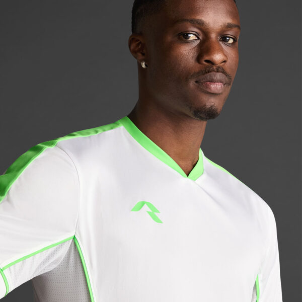 Tricou sport Musai Afiki, Alb / Verde Fluo - imagine 4