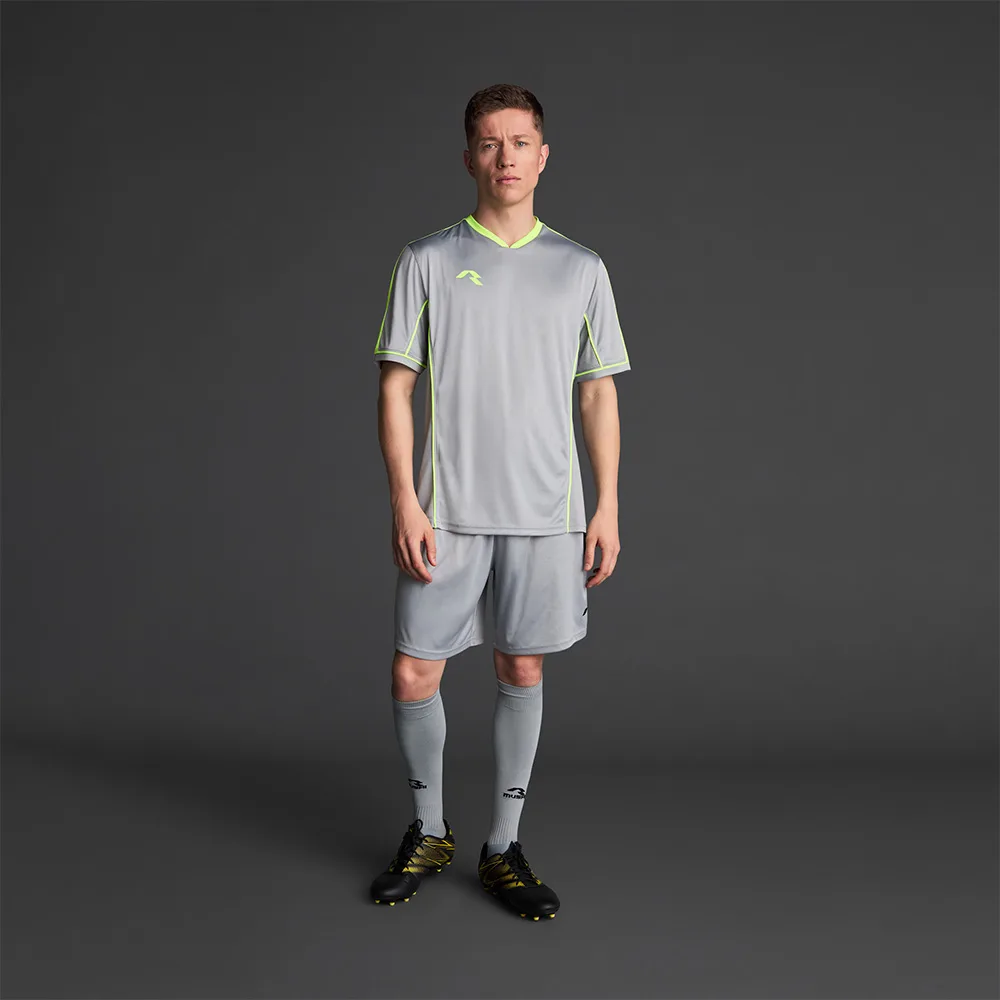 Tricou sport Musai Afiki, Gri deschis / Galben Fluo - imagine 1