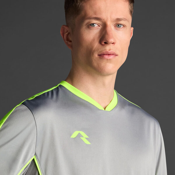 Tricou sport Musai Afiki, Gri deschis / Galben Fluo - imagine 4