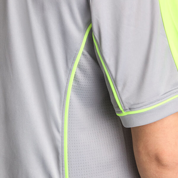 Tricou sport Musai Afiki, Gri deschis / Galben Fluo - imagine 5