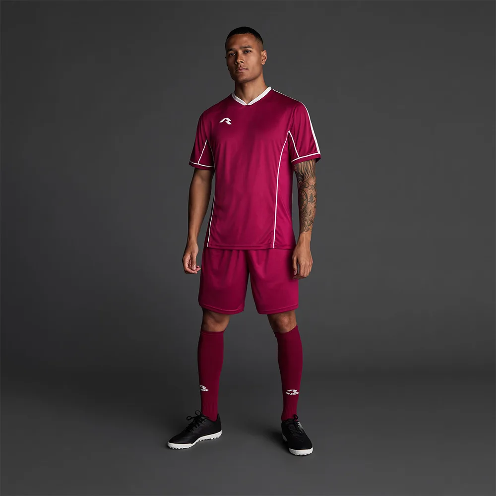 Tricou sport Musai Afiki, Visiniu / Alb - imagine 1