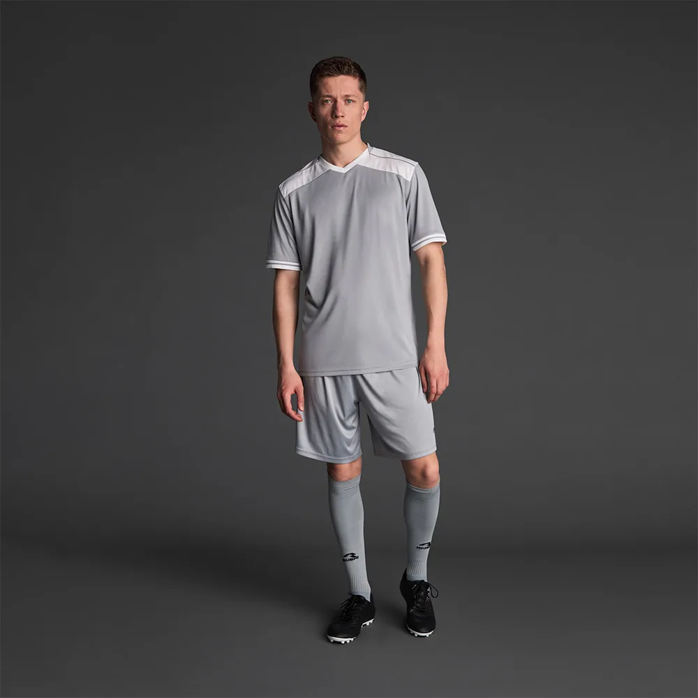 Tricou sport Musai Ishi, Gri deschis / Alb - imagine 1