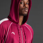 Bluza trening Musai Afiki, Visiniu / Alb - imagine 4