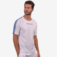Tricou sport Givova Club, Alb / Albastru Royal