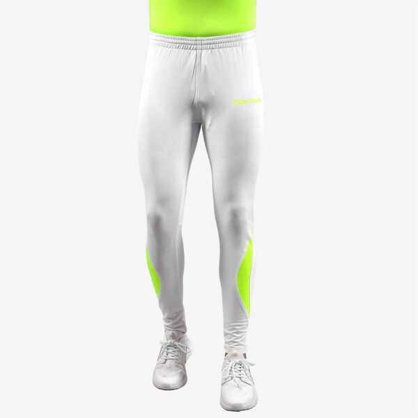 Pantaloni lungi Givova Running, Alb / Galben Fluo - imagine 1