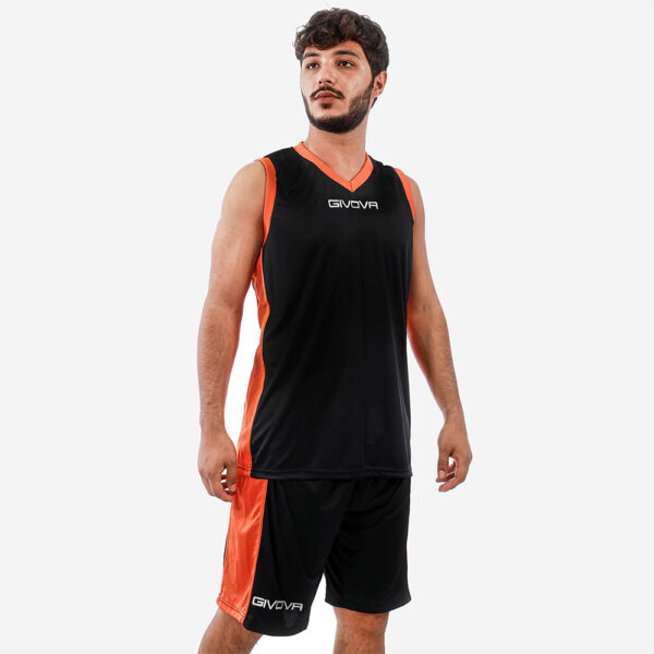 1-90 Set echipament baschet Givova Power, Negru / Portocaliu - imagine 1