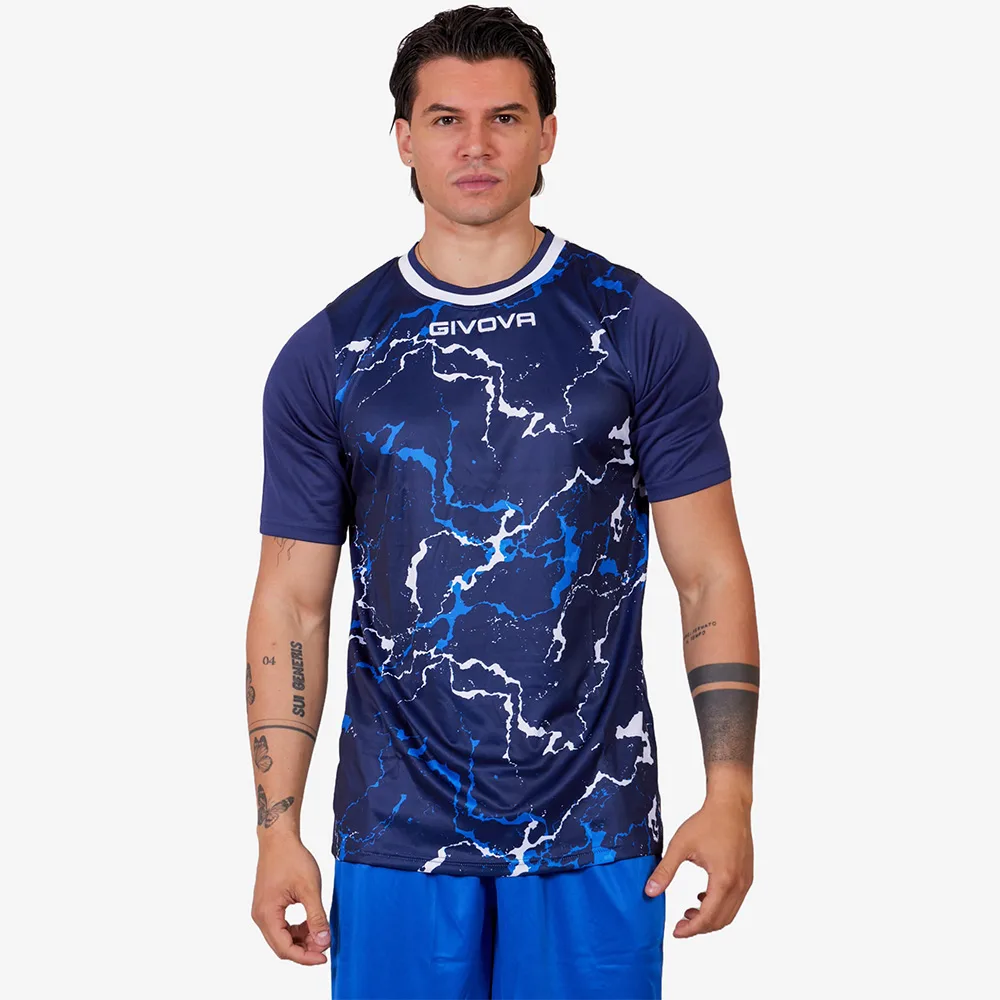 Tricou sport Givova Grafite, Bleumarin / Alb - imagine 1