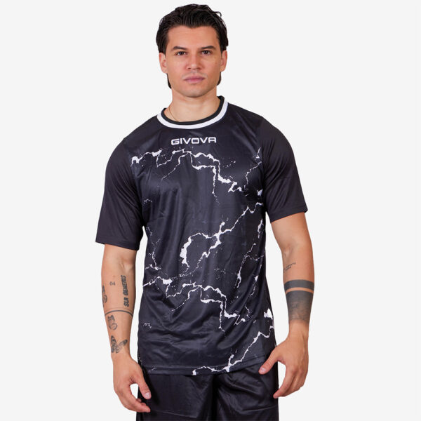 Tricou sport Givova Grafite, Negru / Alb - imagine 1