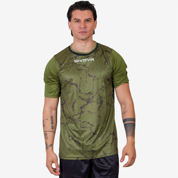 109 Tricou sport Givova Grafite, Verde Militar - imagine 1
