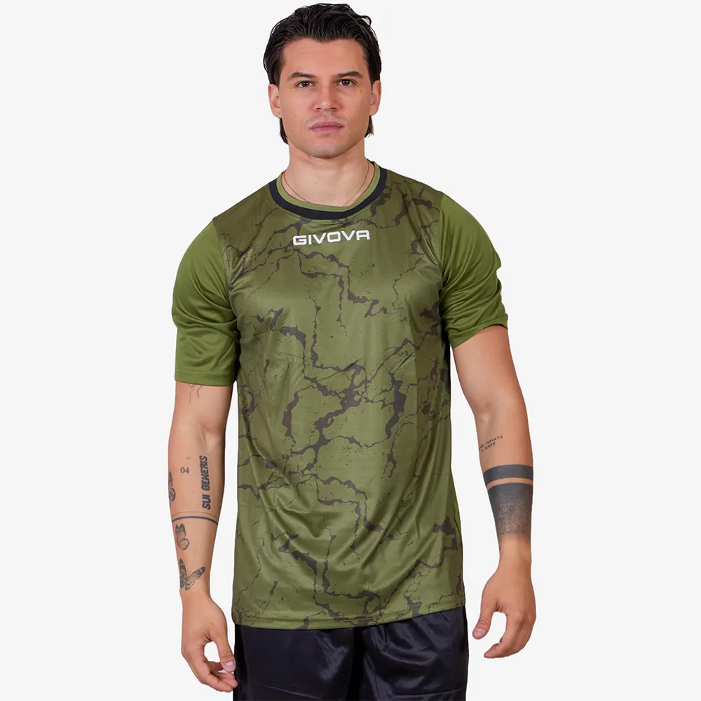 Tricou sport Givova Grafite, Verde Militar - imagine 1