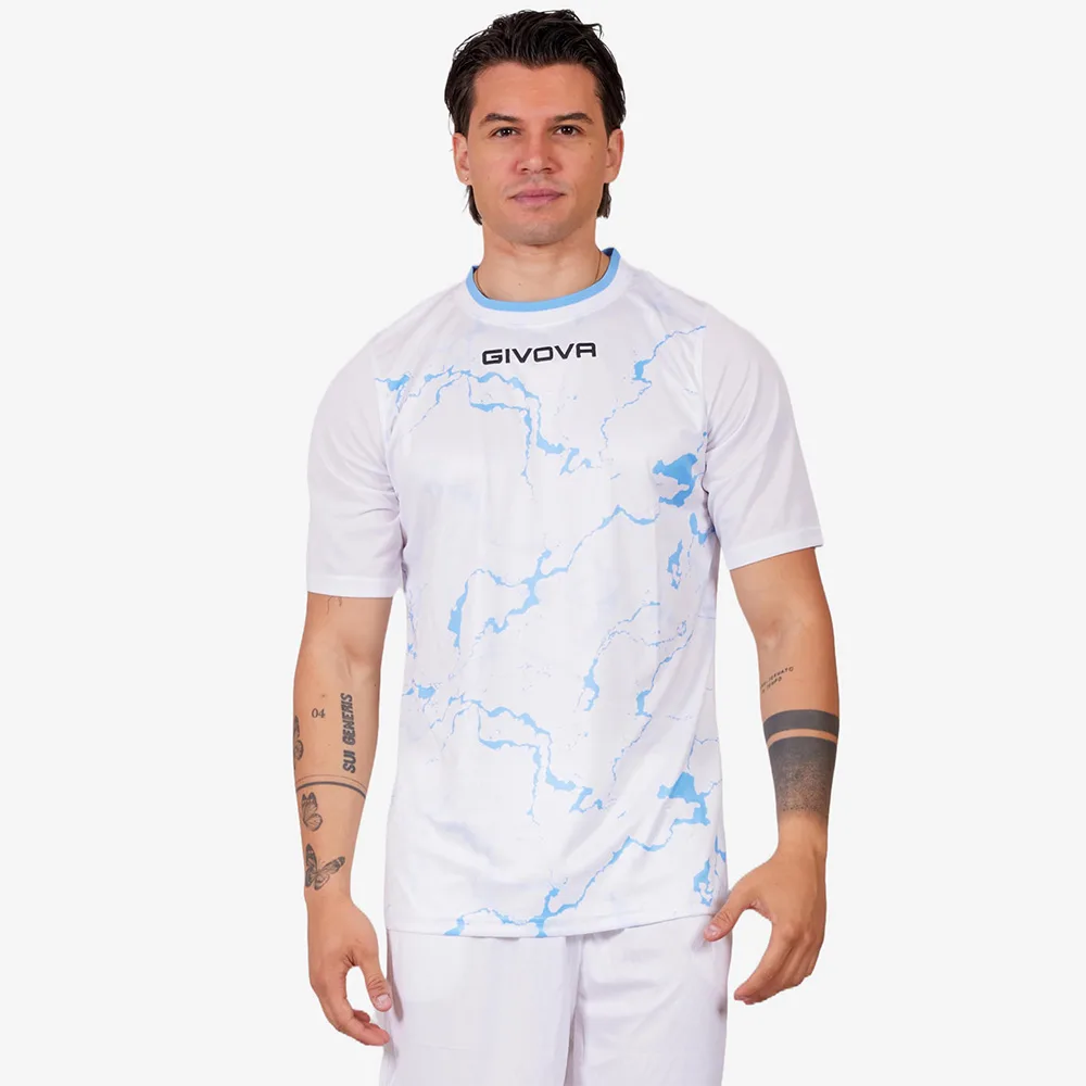 Tricou sport Givova Grafite, Alb / Albastru Sky - imagine 1