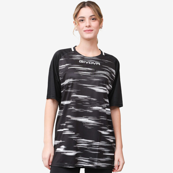 13-4 Tricou sport Givova Pixel, Negru / Alb - imagine 1