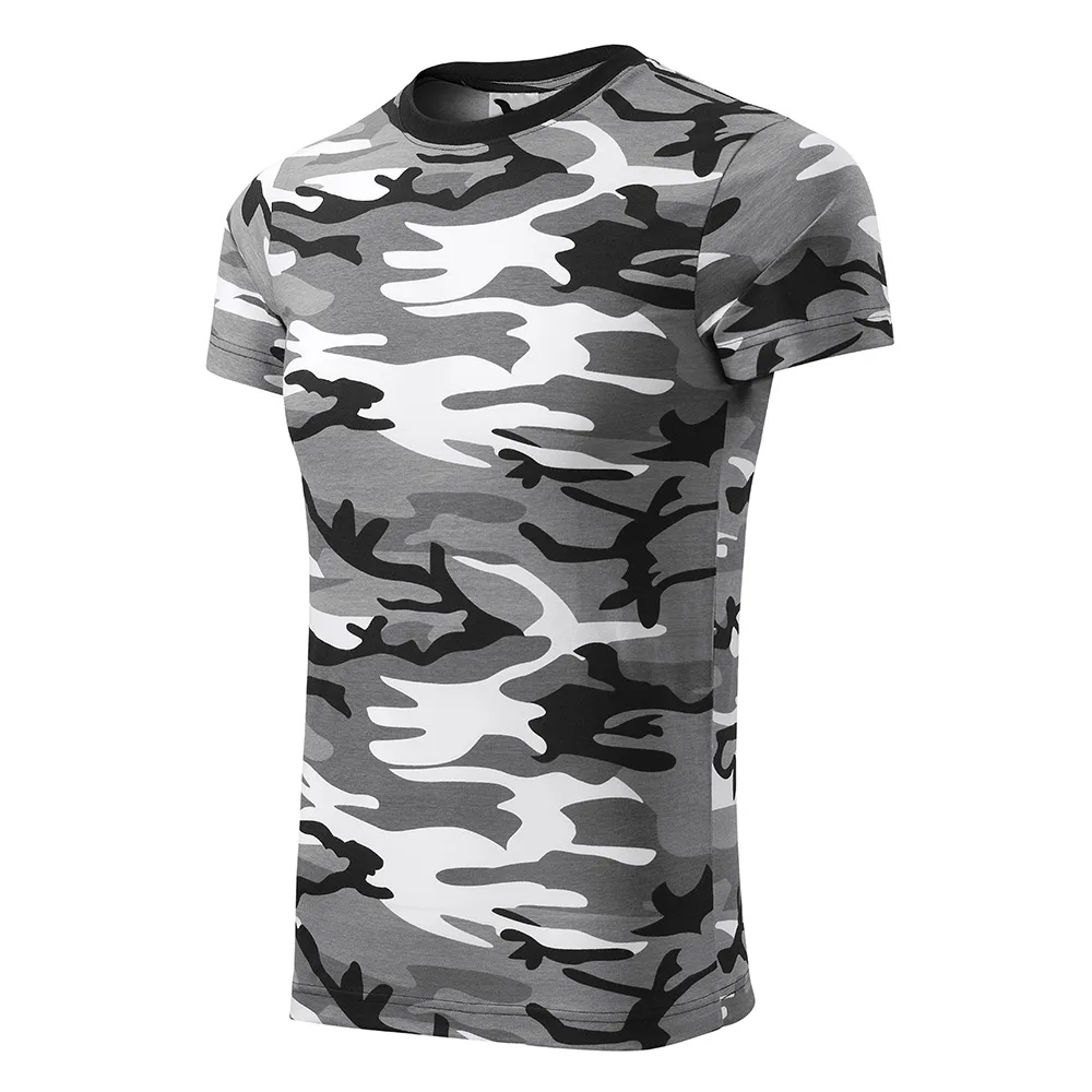 Tricou bumbac Camouflage, Gri camuflaj - imagine 1