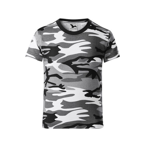 Tricou bumbac copii Camouflage, Gri camuflaj - imagine 2