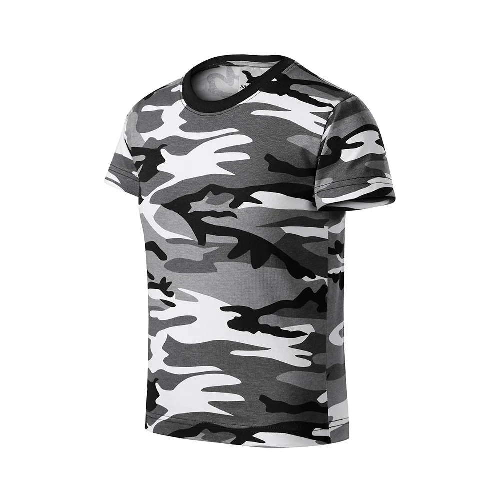 Tricou bumbac copii Camouflage, Gri camuflaj - imagine 1