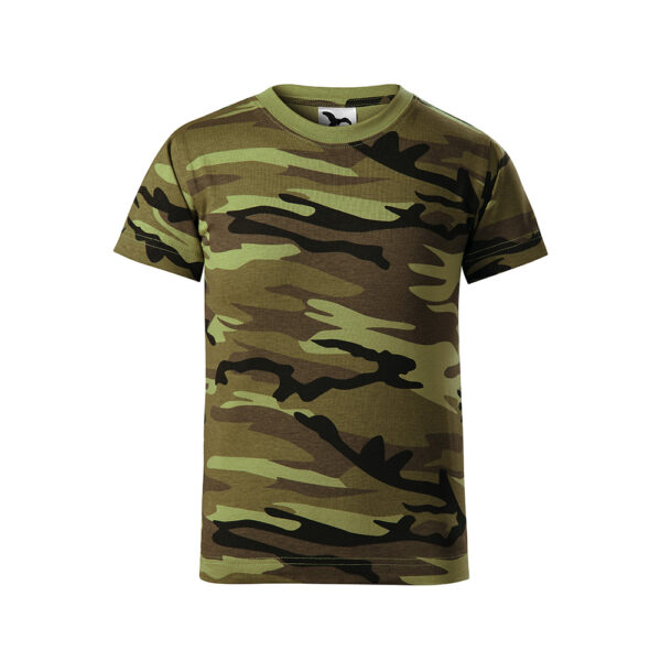 Tricou bumbac copii Camouflage, Verde camuflaj - imagine 2