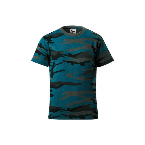 Tricou bumbac copii Camouflage, Petrol camuflaj - imagine 2