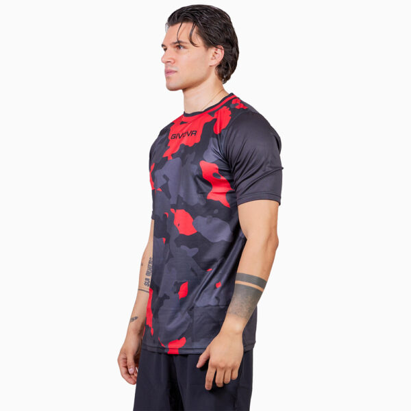 Tricou sport Givova Army, Negru / Rosu - imagine 2