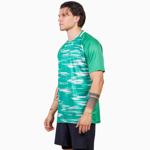 Tricou sport Givova Pixel, Verde / Alb - imagine 2