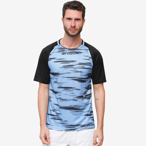 19-3 Tricou sport Givova Pixel, Albastru Sky / Negru - imagine 1