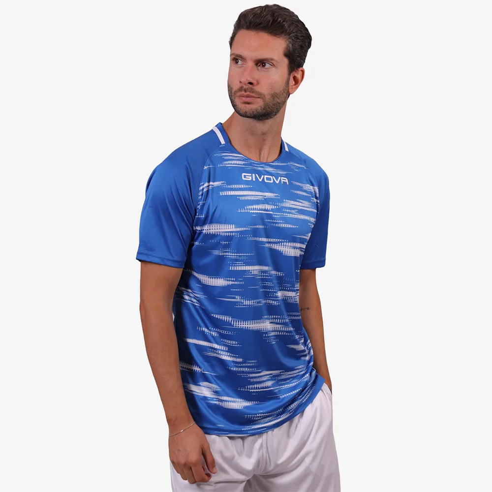 Tricou sport Givova Pixel, Albastru Royal / Alb - imagine 1