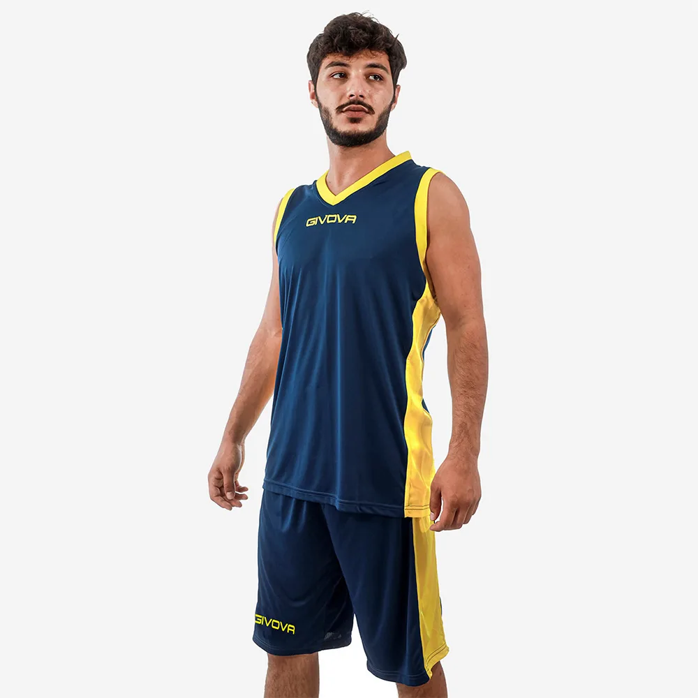 Set echipament baschet Givova Power, Bleumarin / Galben - imagine 1