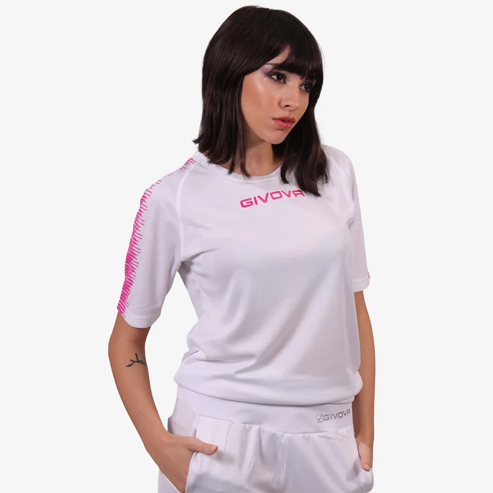 Tricou sport Givova Club, Alb / Fuxia - imagine 1