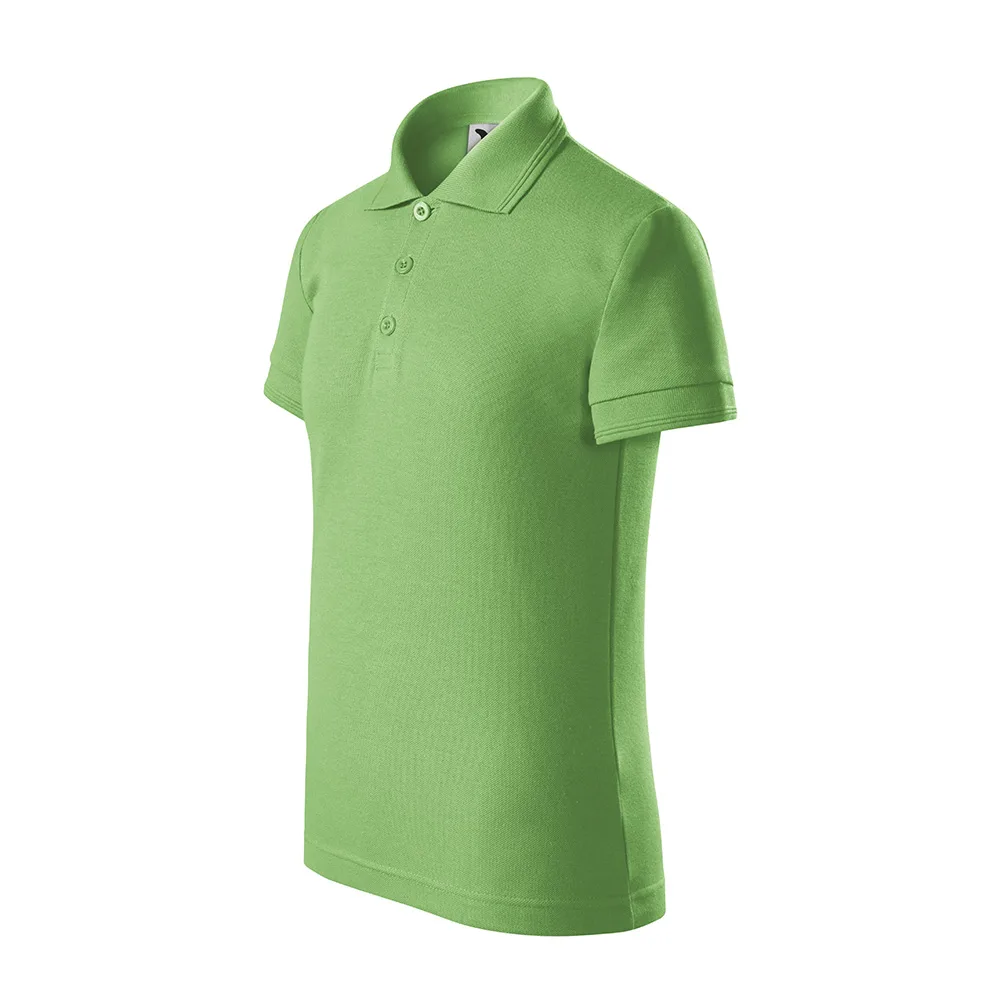 PIQUE POLO Tricou polo bumbac copii Single J, Verde iarba - imagine 1