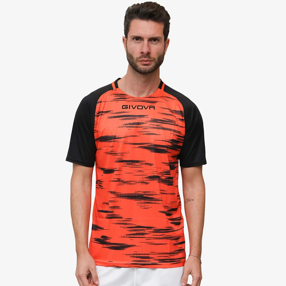 Tricou sport Givova Pixel, Portocaliu / Negru - imagine 1