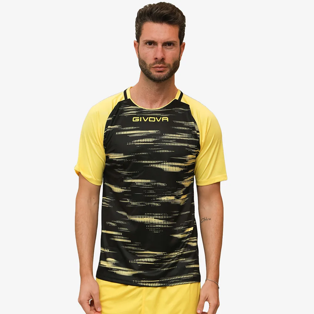 Tricou sport Givova Pixel, Negru / Galben - imagine 1