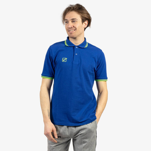 387A0152 Tricou polo Givova Action, Albastru Royal / Galben Fluo - imagine 1