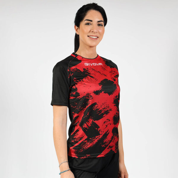 387A2090 Tricou sport Givova Art, Rosu / Negru - imagine 1