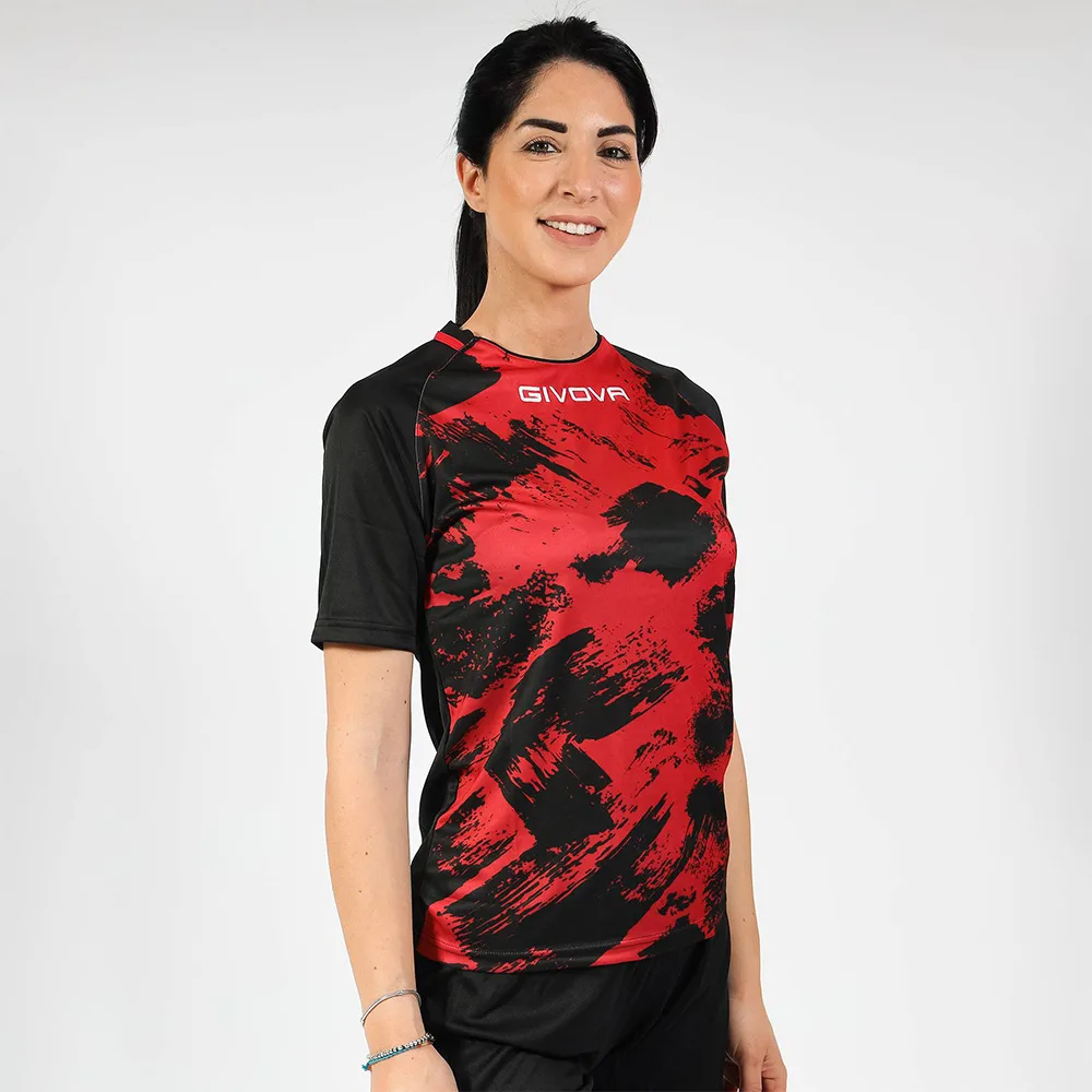387A2090 Tricou sport Givova Art, Rosu / Negru - imagine 1