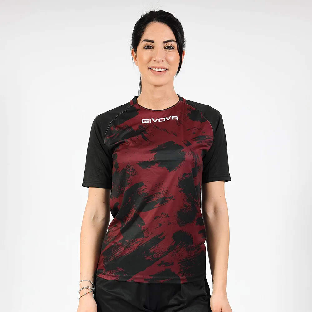 Tricou sport Givova Art, Visiniu / Negru - imagine 1