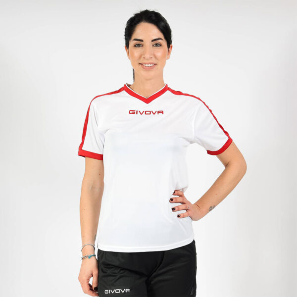 387A2163 Tricou sport Givova Revolution, Alb / Rosu - imagine 1