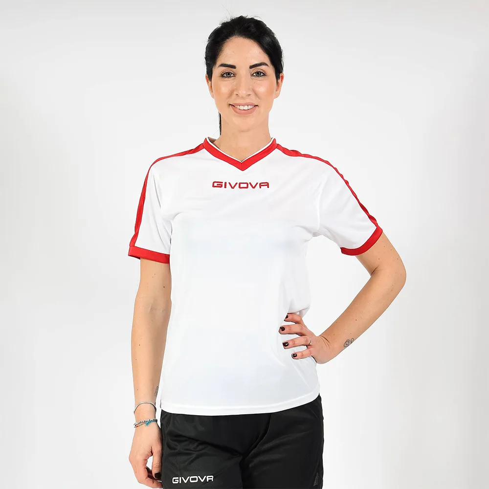 Tricou sport Givova Revolution, Alb / Rosu - imagine 1