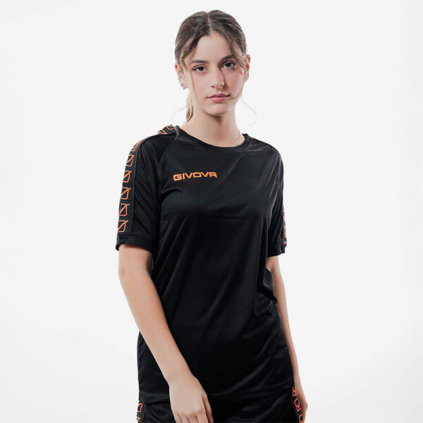 387A4187 Tricou Givova Poly Band, Negru / Portocaliu Fluo - imagine 1