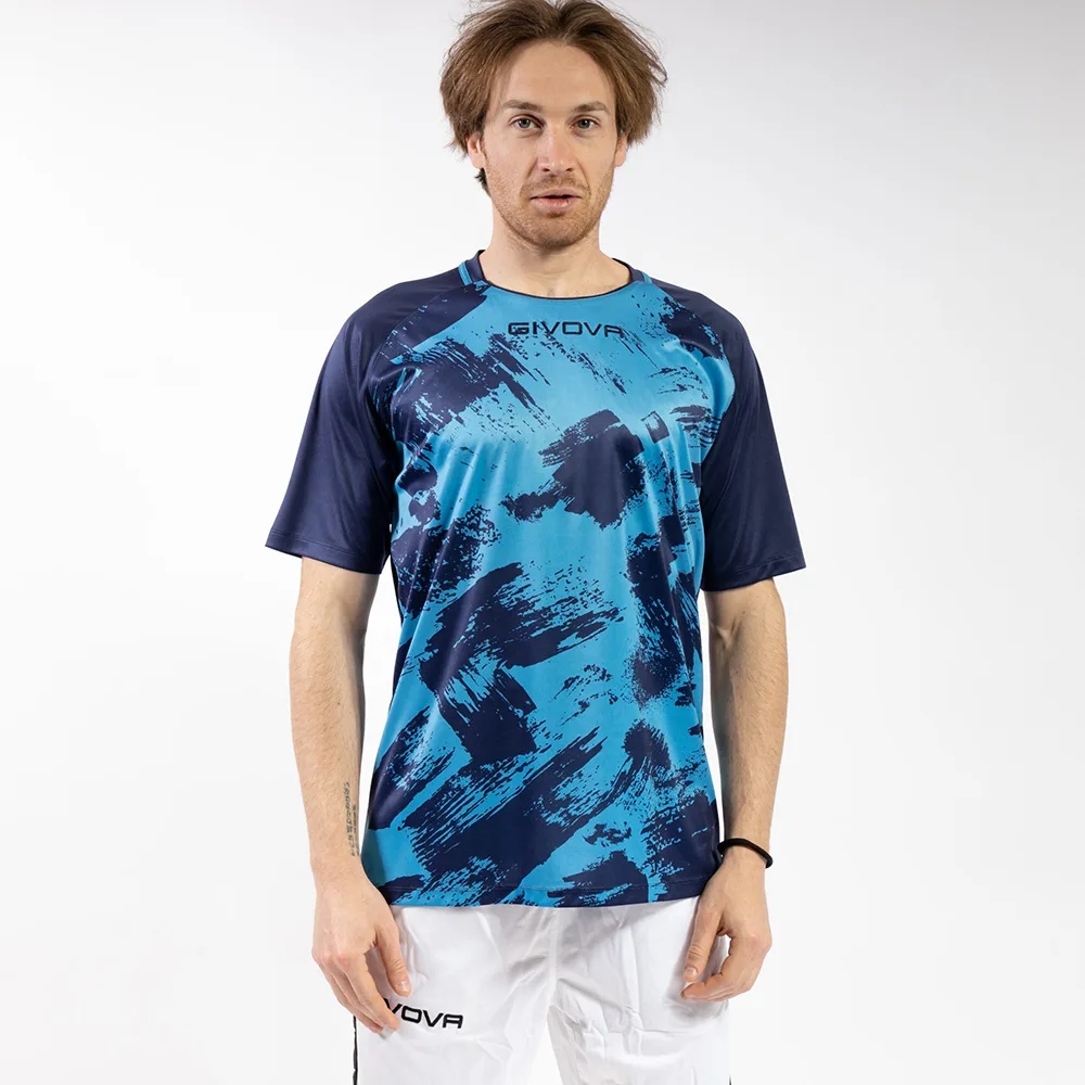 Tricou sport Givova Art, Turcoaz / Bleumarin - imagine 1