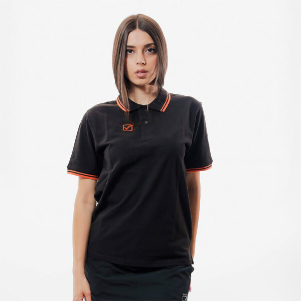 387A4326-1 Tricou polo Givova Action, Negru / Portocaliu Fluo - imagine 1