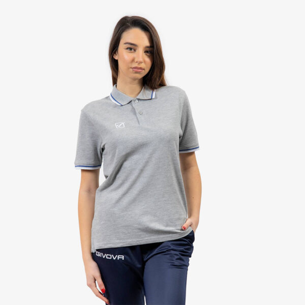 387A5929 Tricou polo Givova Action, Gri deschis / Alb - imagine 1