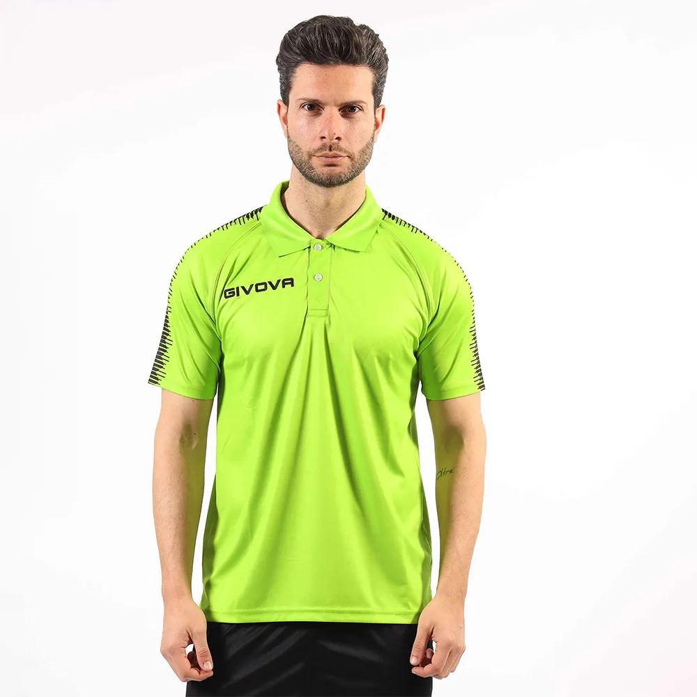 Tricou polo Givova Club, Galben Fluo / Negru - imagine 1