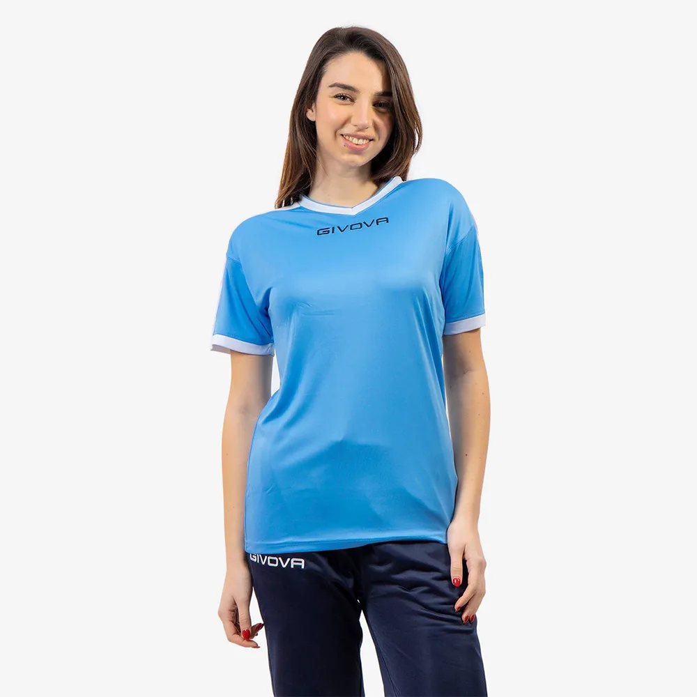 Tricou sport Givova Revolution, Albastru Sky / Alb - imagine 1