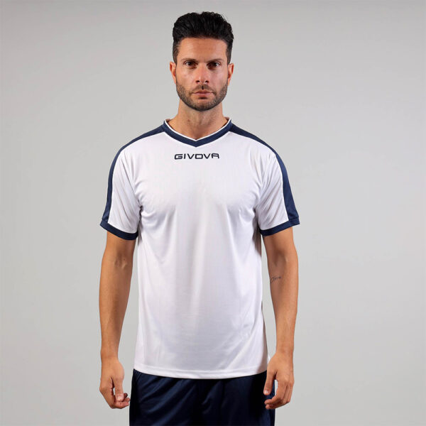 387A7918 Tricou sport Givova Revolution, Alb / Bleumarin - imagine 1