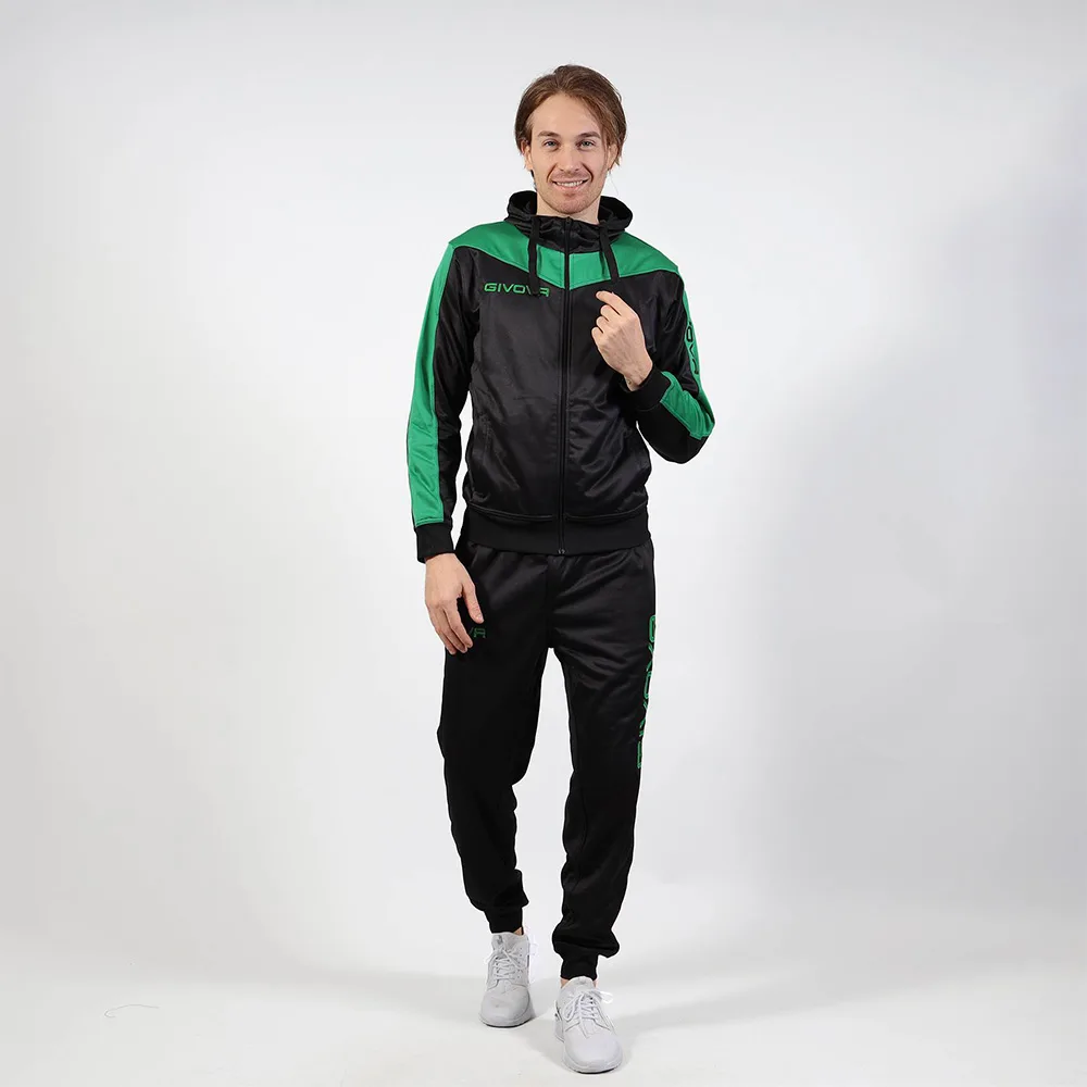 387A9097 Trening Givova Roma cu gluga, Negru / Verde - imagine 1