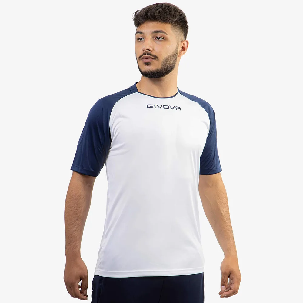 Tricou sport Givova Capo, Alb / Bleumarin - imagine 1