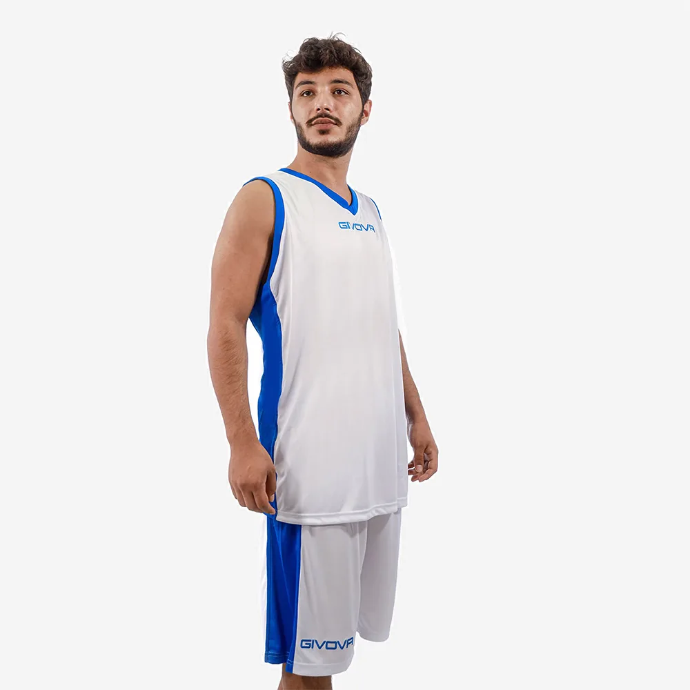Set echipament baschet Givova Power, Alb / Albastru Royal - imagine 1