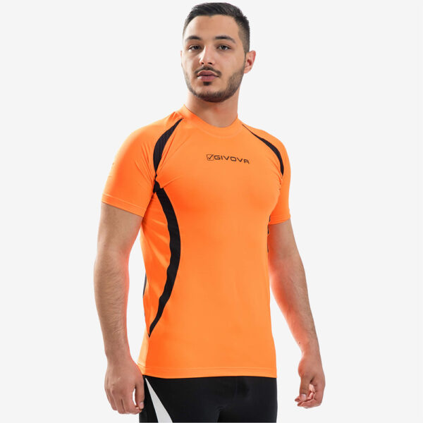 Tricou Givova Running, Portocaliu Fluo / Negru - imagine 1