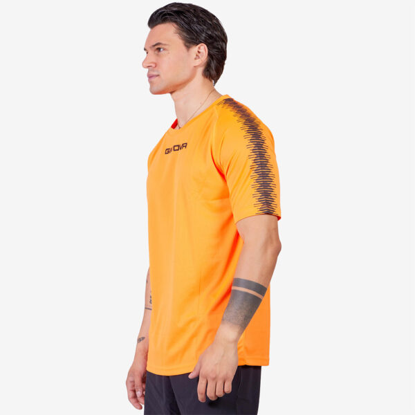 Tricou sport Givova Club, Portocaliu Fluo / Negru - imagine 2